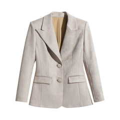 Suede-Touch Tailored Blazer – Sand Taupe