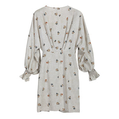 Linen-Blend Floral Wrap Mini Dress – Oatmeal