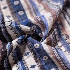 Blue Mocha Boho Stripe Balloon-Sleeve Blouse