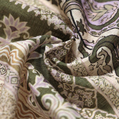 Olive Paisley Stripe Balloon-Sleeve Boho Blouse