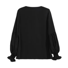 Black Embroidered Button-Down Blouse.