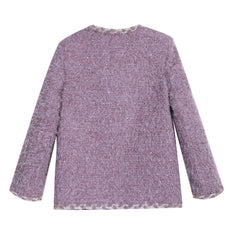 Lilac Boucle Tweed Trim Jacket with Pearl Buttons (Poly/Acrylic)