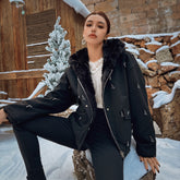 Embellished Hooded Faux-Shearling Jacket - Dabuwawa