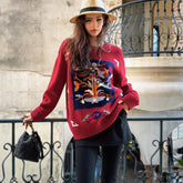 Boho Jacquard Crewneck Sweater - Dabuwawa