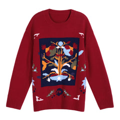 Boho Jacquard Crewneck Sweater - Dabuwawa