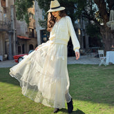 Tulle Maxi Skirt — Satin-Bow Tiered Sheer