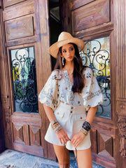 High Waisted Shorts – Linen Blend Summer Casual Shorts with Decorative Button Detail