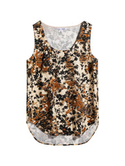Linen-Blend Boho Floral tank top, in Earth Tones – Effortless Summer Style