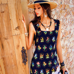 Boho Festival Short Dress Romper Twist Maxi Embroidered Sundres Jumpsuits Vibe