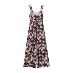 Floral Wide Leg Jumpsuit | Linen-Blend Summer Romper | Boho Sleeveless Vacation Outfit - Dabuwawa