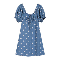 Women’s Polka-Dot Puff-Sleeve Dress - Dabuwawa