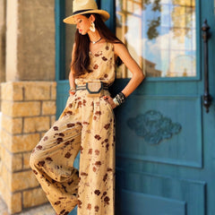Floral Palazzo Pants – High Waist Cotton Wide Leg Relaxed Beach Brunch Outfit