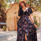 Boho Maxi Dress Black Floral Dress