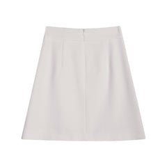 Linen-Blend White A-Line Mini Skirt for Summer Casual & Office