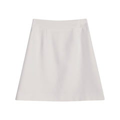 Linen-Blend White A-Line Mini Skirt for Summer Casual & Office