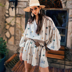 Linen-Blend Floral Print Elastic Waist Shorts with Relaxed Fit