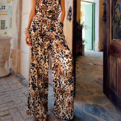 Linen Wide Leg Jumpsuit | Sleeveless Minimalist Style | Loose Fit Palazzo Culotte | Striped Summer Jumpsuit with Pockets