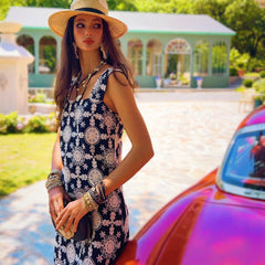 Boho Embroidered Dress – Lightweight Summer Shift With Square Neckline