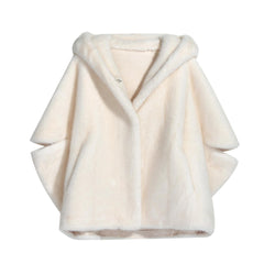 Cozy Ivory Hooded Cape Poncho for Women | Plush Winter Wrap