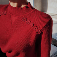 Work to Weekend Burgundy Knit Top, Soft Mock Neck Pullover
