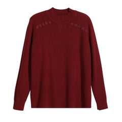 Work to Weekend Burgundy Knit Top, Soft Mock Neck Pullover