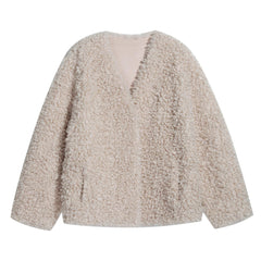 Womens Teddy Sherpa Pullover, Plus Size Fuzzy Jacket with Pockets