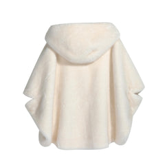 Cozy Ivory Hooded Cape Poncho for Women | Plush Winter Wrap