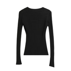 A black long-sleeved shirt with a ribbed texture.