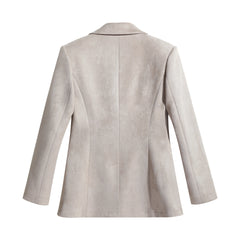 Suede-Touch Tailored Blazer – Sand Taupe