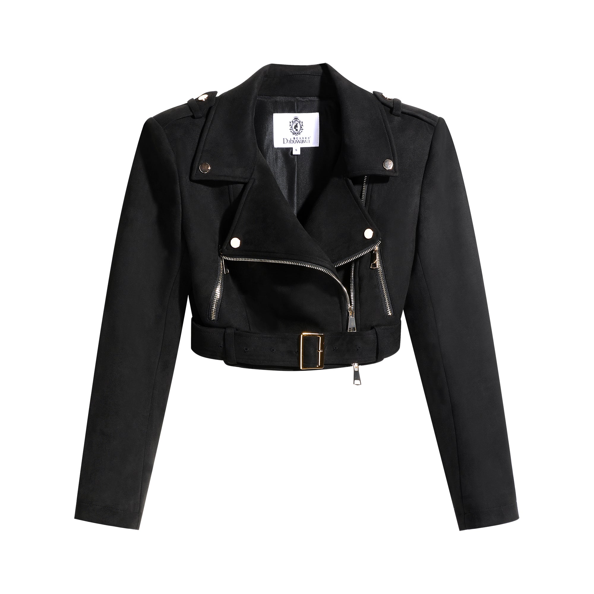 Cropped Bomber Leather Moto Jacket – Black, Fitted, Rock-Chic