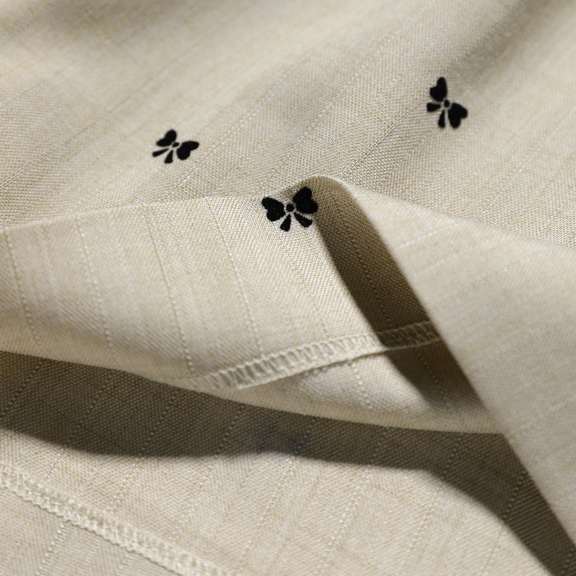 Beige Bow-Print Shirt & Shorts Matching Set