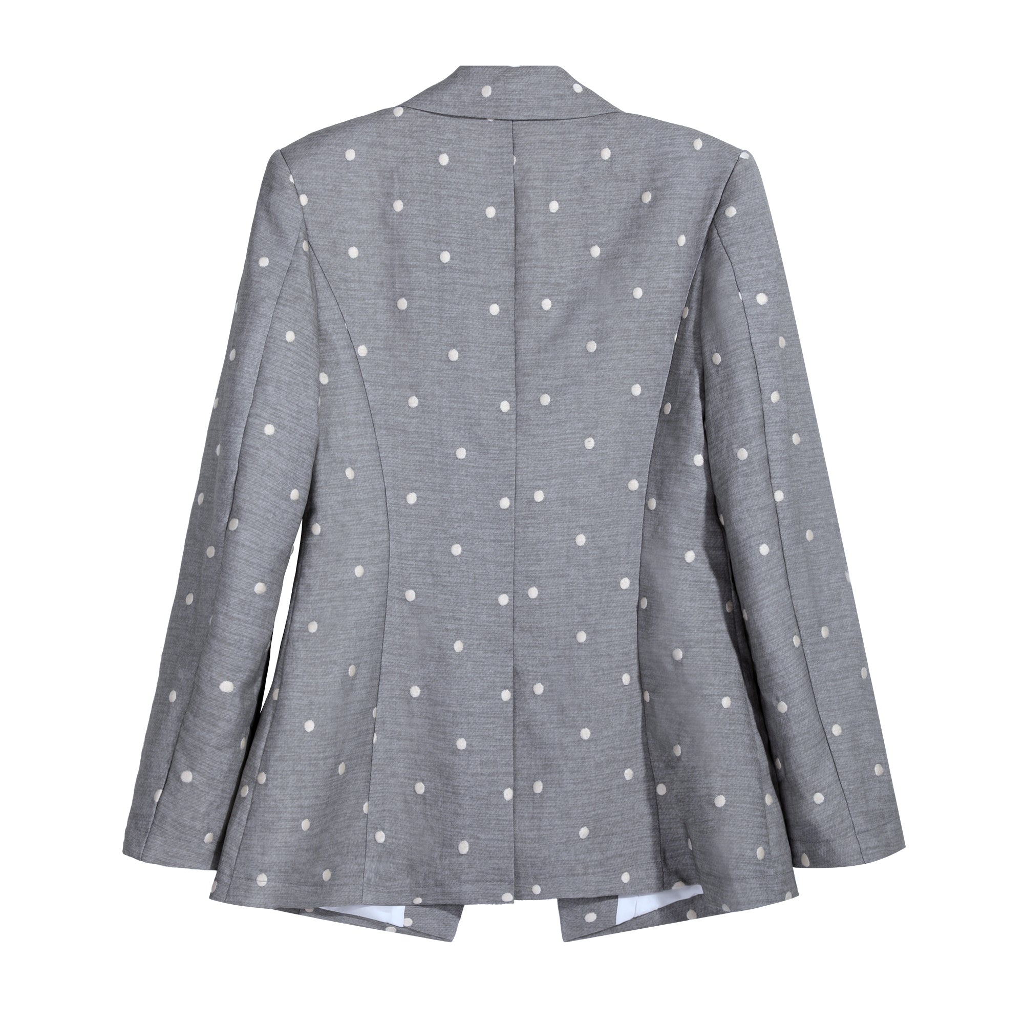 Grey Polka Dot Blazer & High-Waist Shorts Two-Piece Set