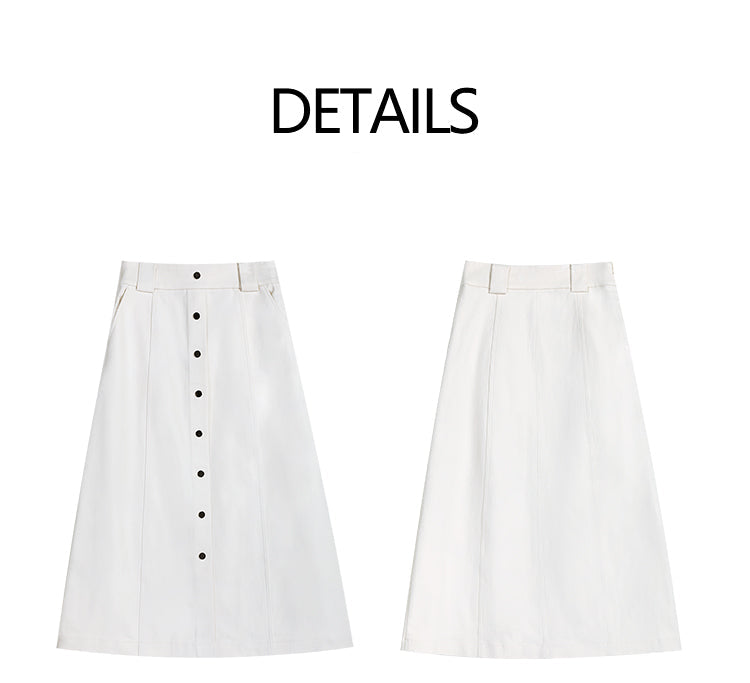 White pants with buttons on a white background, labeled 'DETAILS' and '细节展示'.