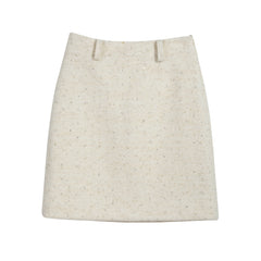 High-Waist Bouclé Pencil Skirt — Wool-Blend