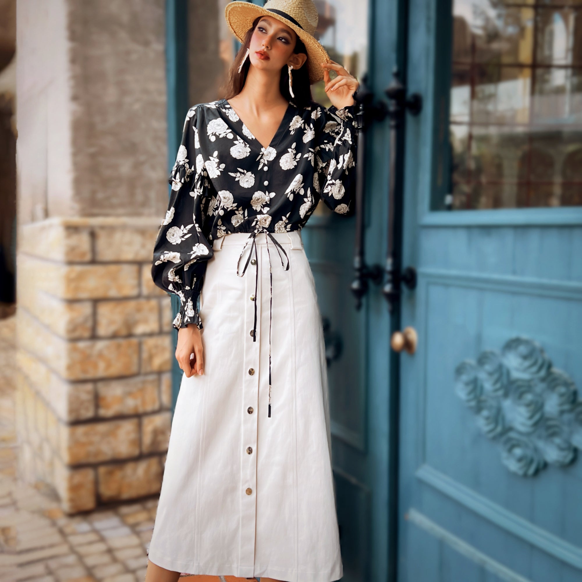 Black Floral Blouse