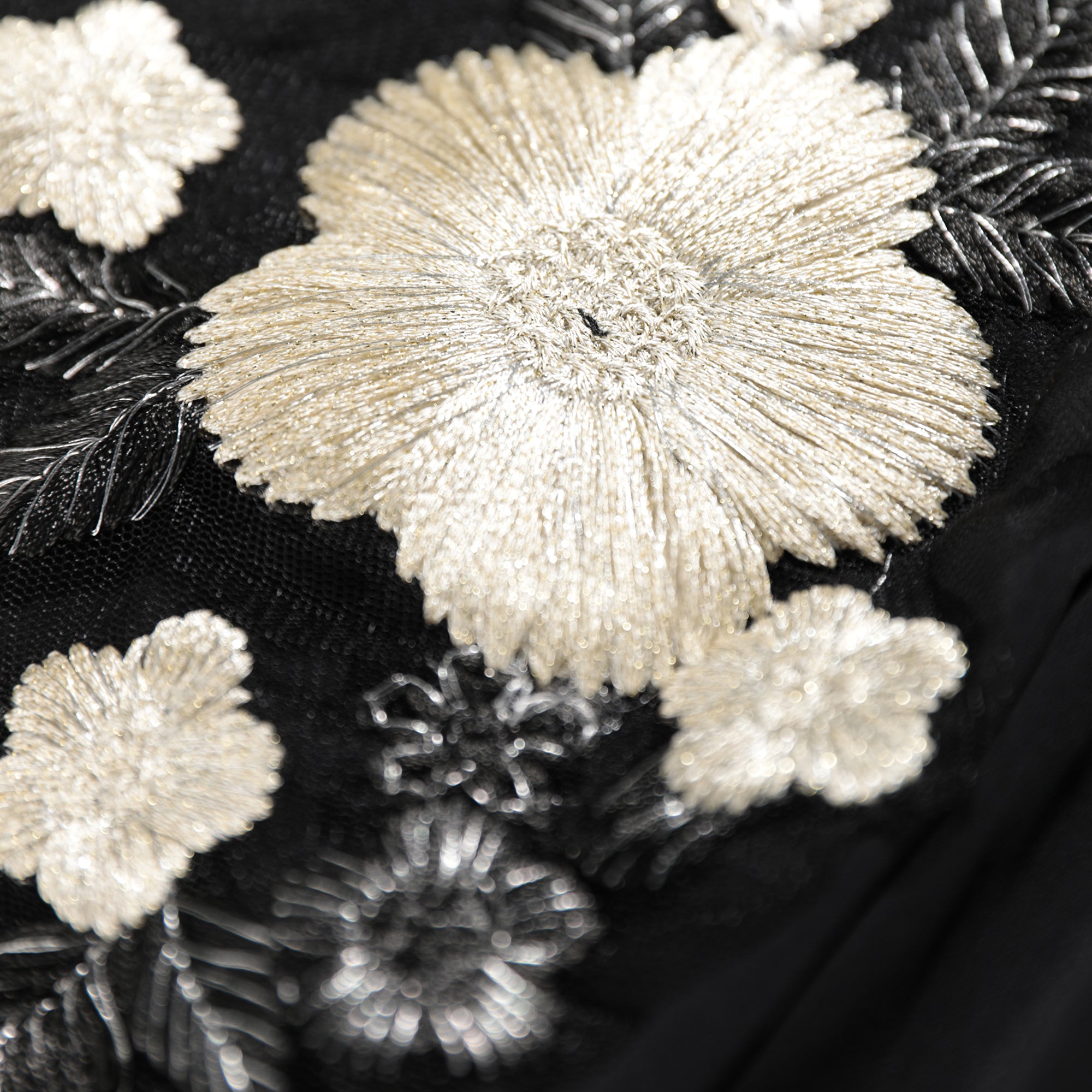 Black Embroidered Button-Down Blouse.
