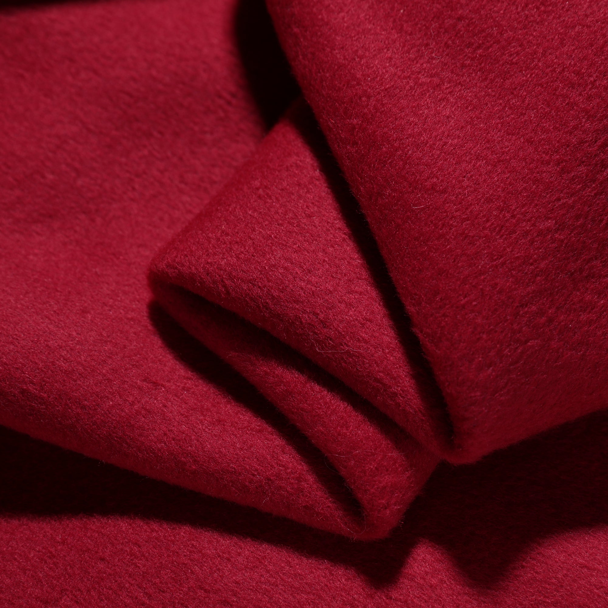 Ruby Red Funnel-Neck Belted A-Line Coat - Dabuwawa