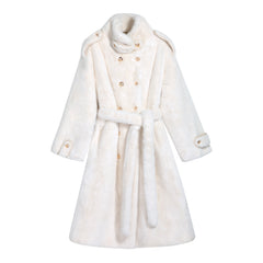 Winter White Faux-Fur Belted Coat