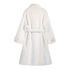 Winter White Faux-Fur Belted Coat
