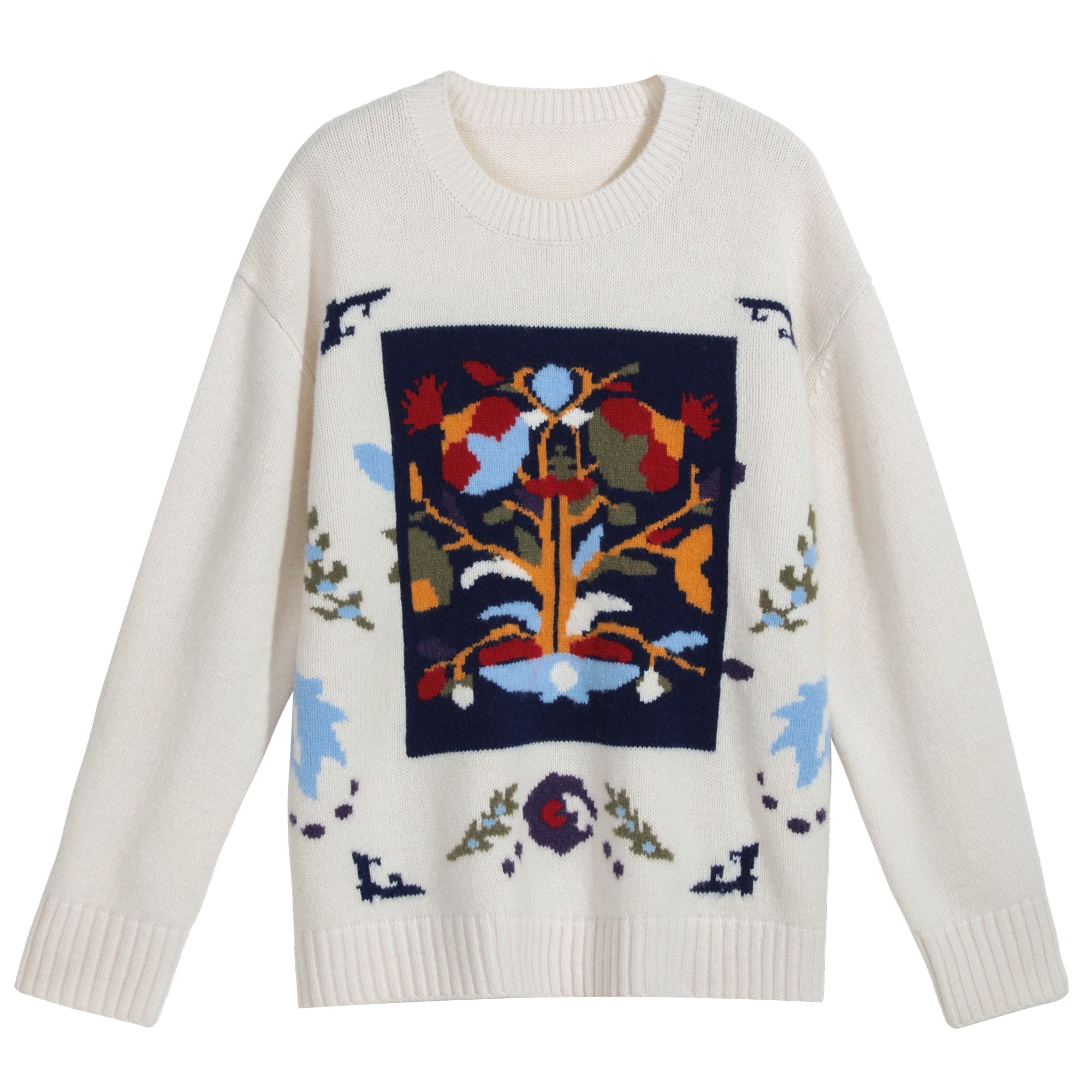 Boho Jacquard Crewneck Sweater - Dabuwawa