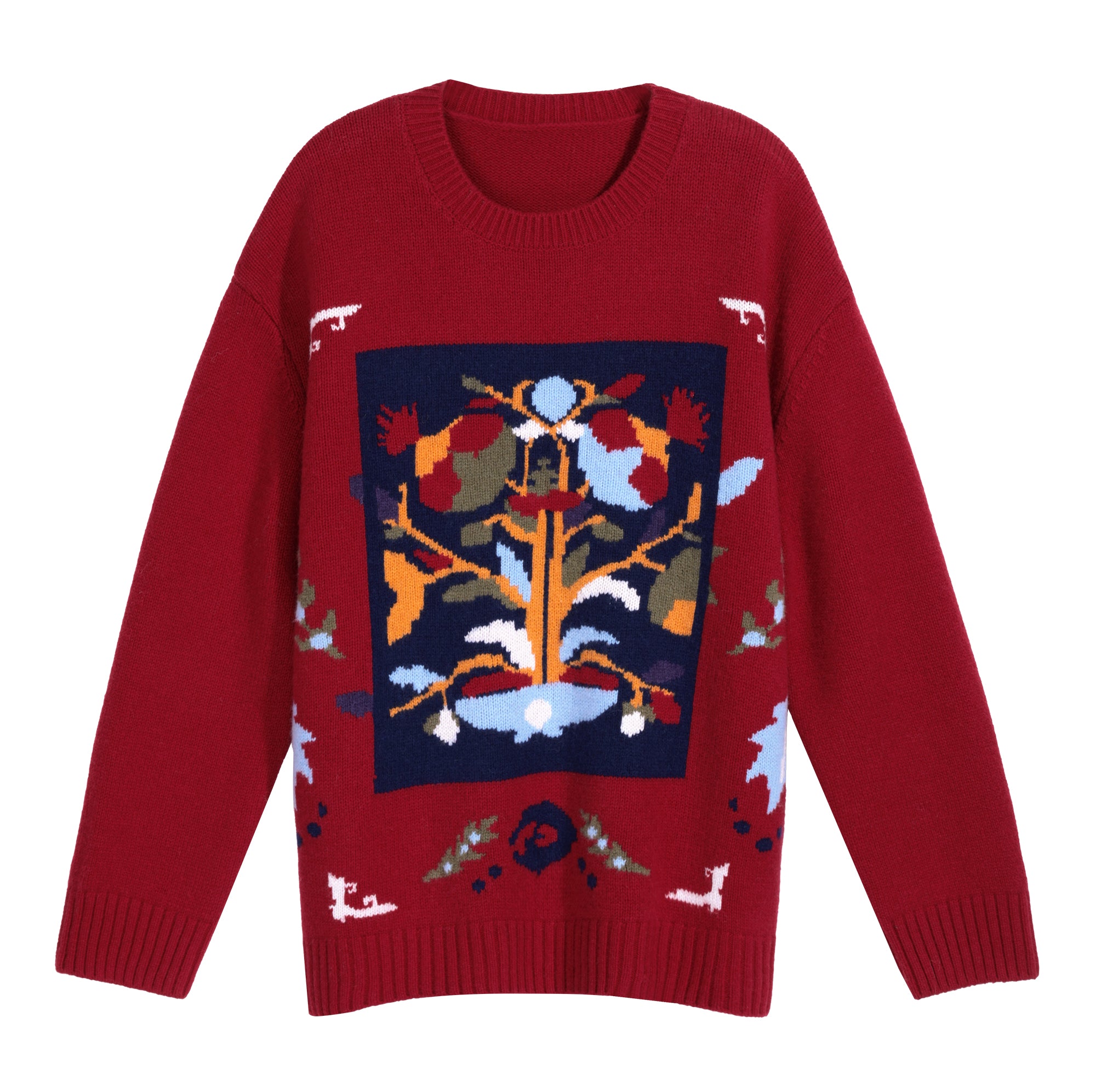 Boho Jacquard Crewneck Sweater - Dabuwawa