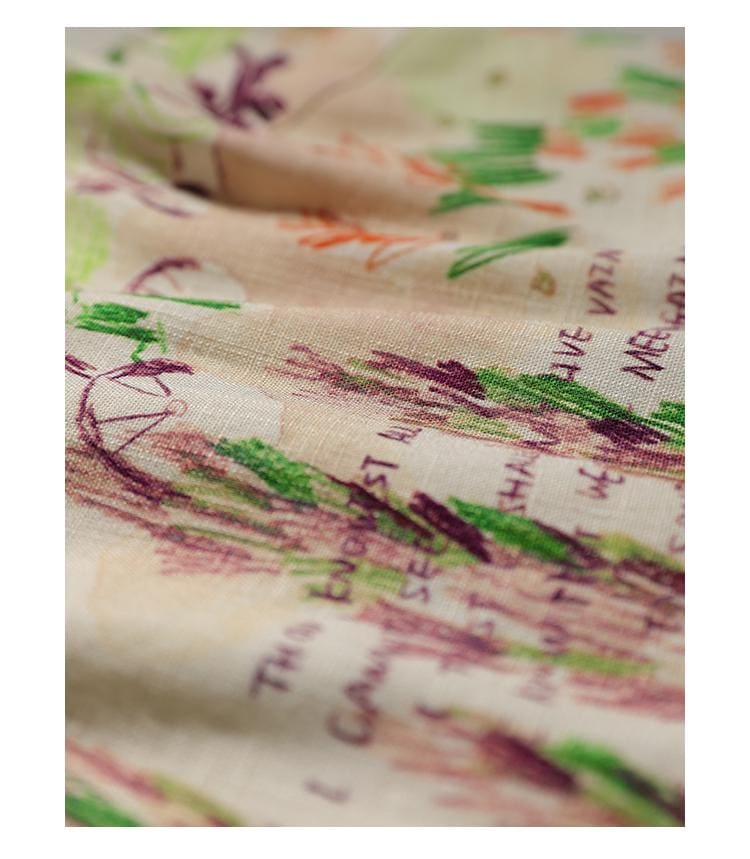 Linen-Blend Boho Printed Tank Top, Square Neck Artistic Camisole, Sleeveless Summer Blouse, Button-Back Resort Shirt