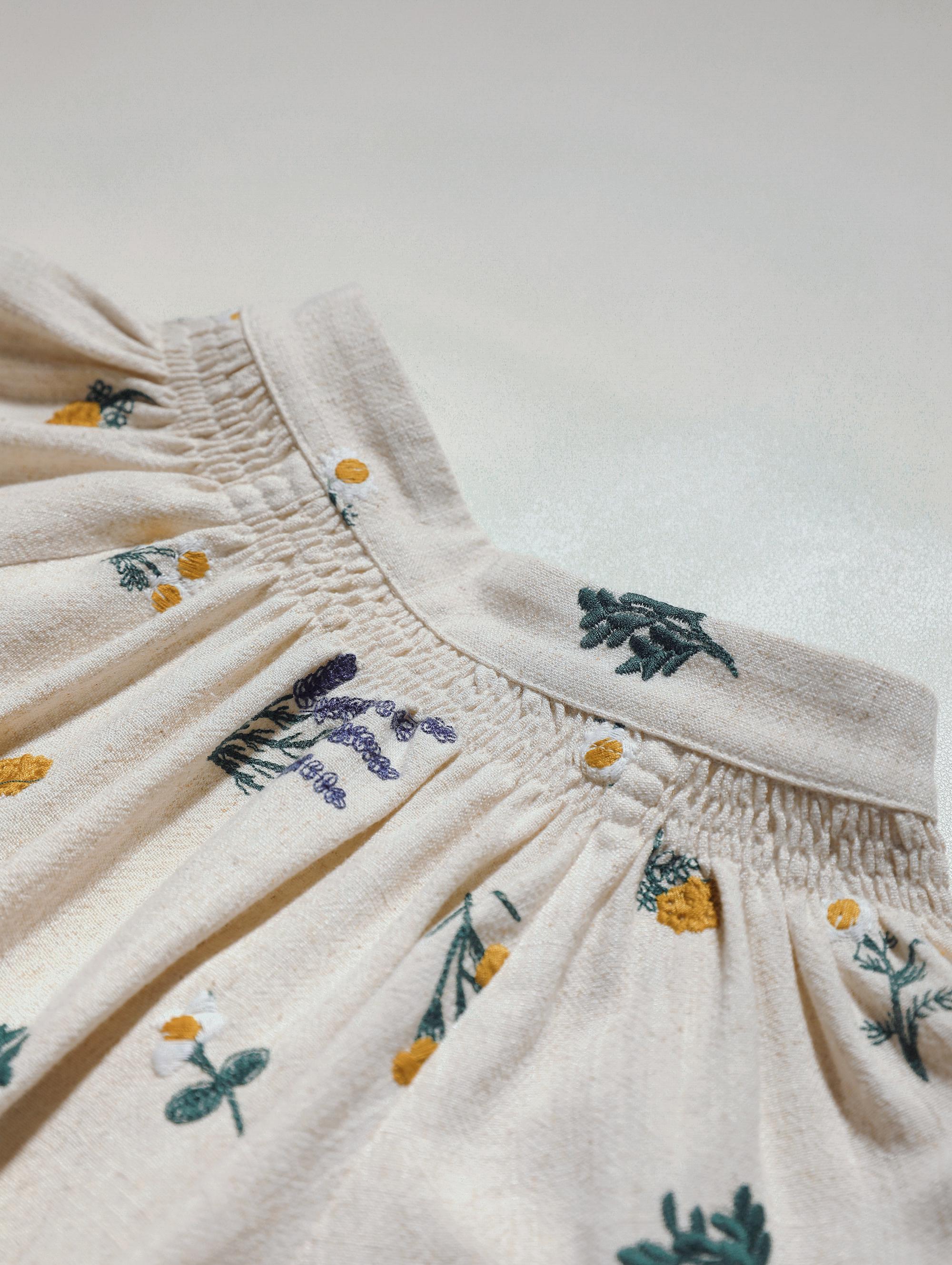 Boho Linen Summer Dress | Flowy Floral Mini Dress | Kimono Sleeves & Belted Fit