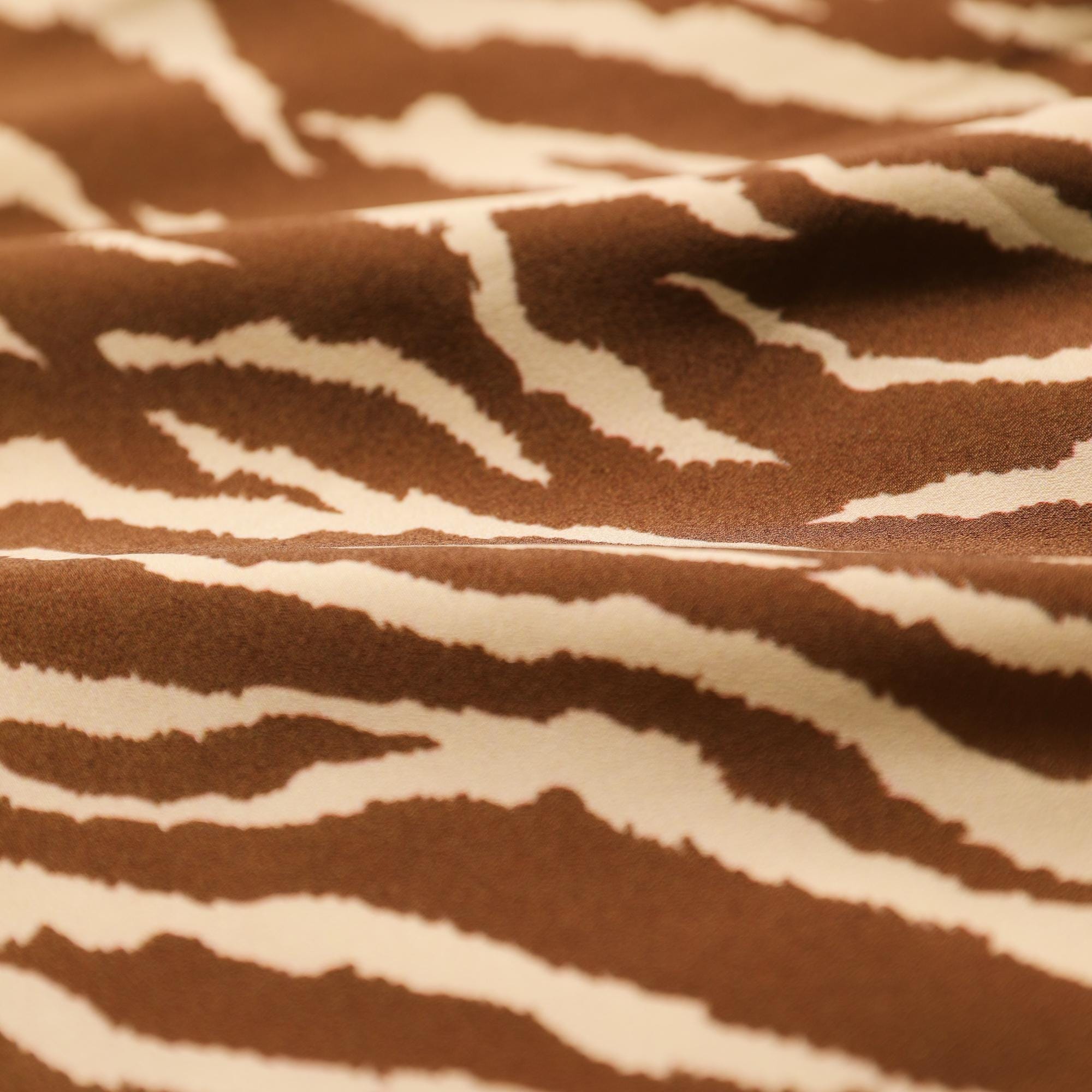 Zebra Print Sleeveless Wrap Blouse, Brown White, Natural-Fiber Blend, Boho Summer Top