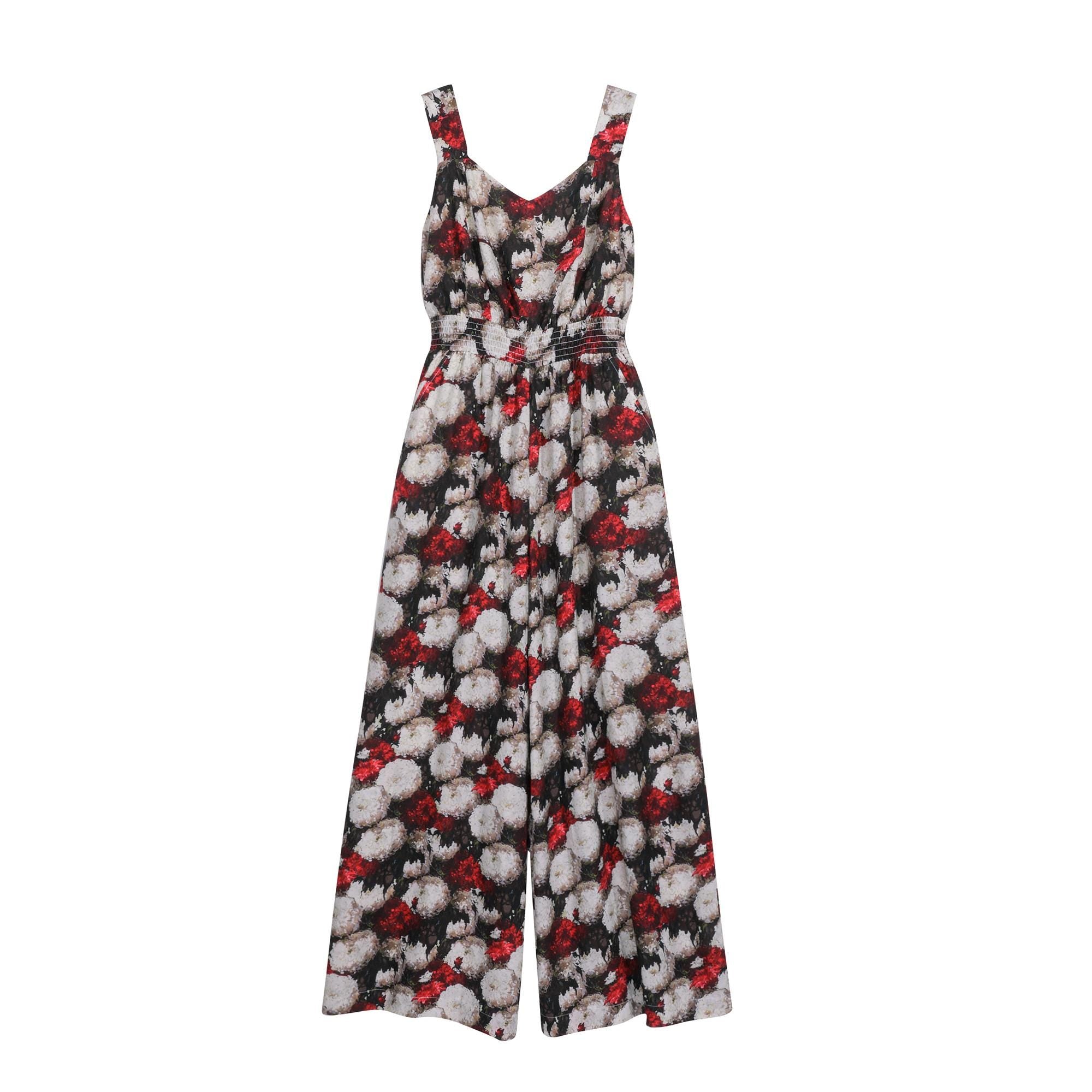 Floral Wide Leg Jumpsuit | Linen-Blend Summer Romper | Boho Sleeveless Vacation Outfit