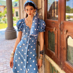 Navy Blue Boho Maxi Dress