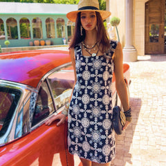 Boho Embroidered Dress – Lightweight Summer Shift With Square Neckline