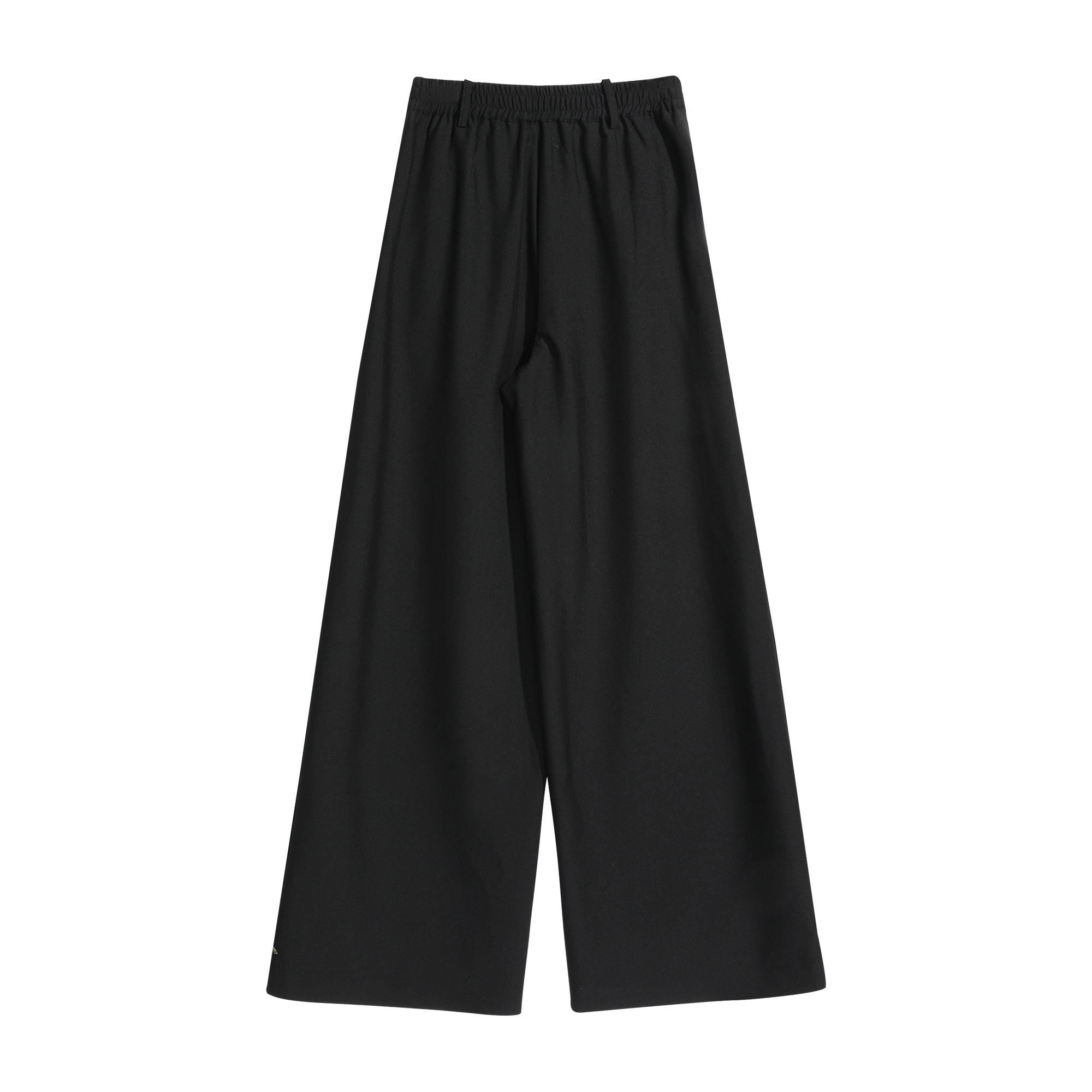 Wide Leg Black Pants Natural-Fiber Blend, Floral Embroidered Palazzo Trousers, Boho High Waist Summer Pants