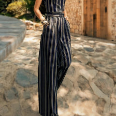 Free-spirit style loose palazzo pants breathable cotton resort wear