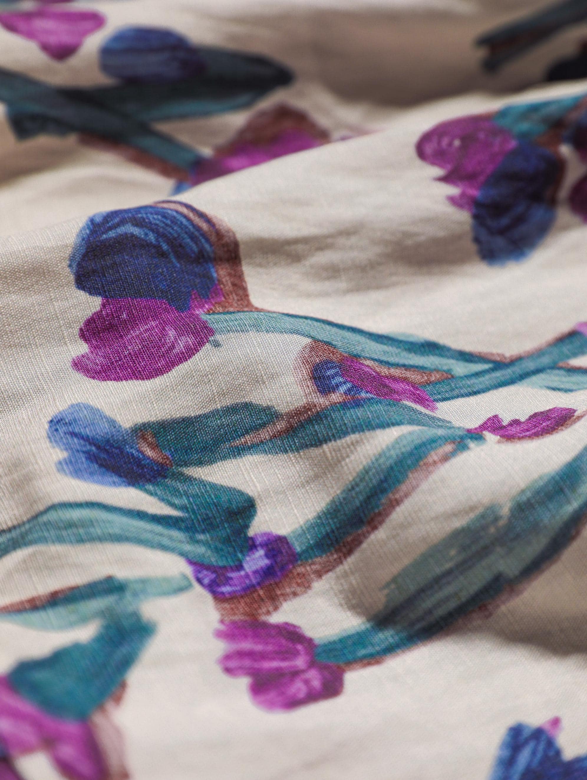 Floral Cotton Mini Dress | Purple Tulip Print Tiered Boho Summer Dress